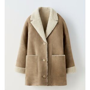 NWT Zara kids real shearling and leather coat size 11-12